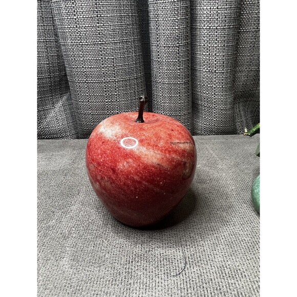 VTG Italian Marble Alabaster Stone Fruit Red Apple Green Pear Stem Lot - Picture 8 of 16